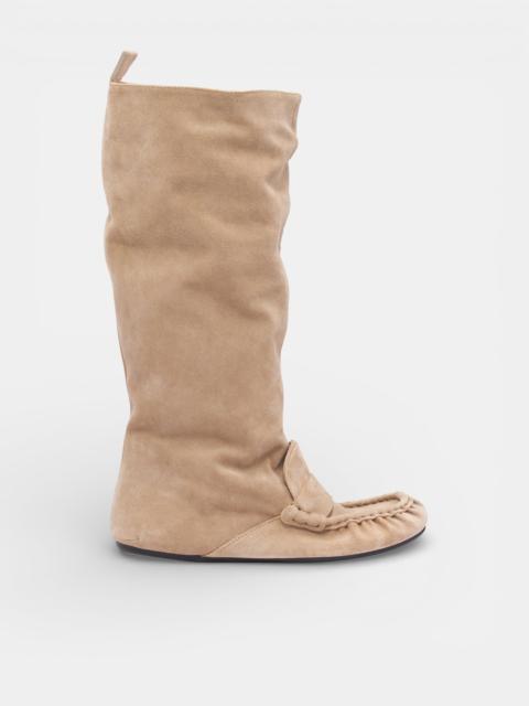 Acne Studios Beige Suede Slouch Saddle Boots