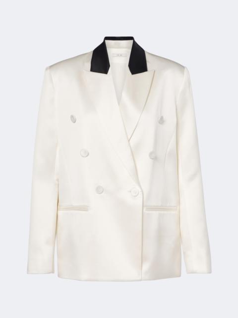 THE SEI Double-breasted silk satin blazer