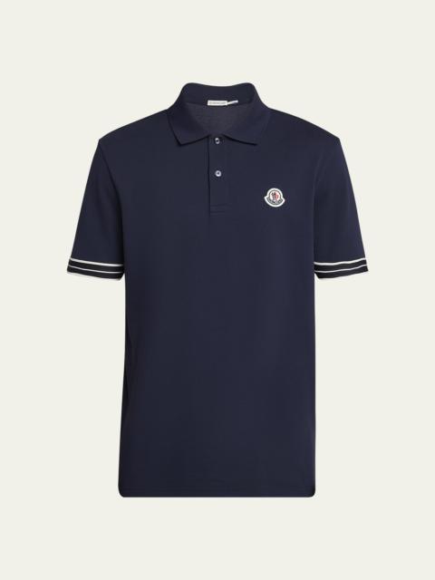 Men's Striped-Trim Pique Polo Shirt
