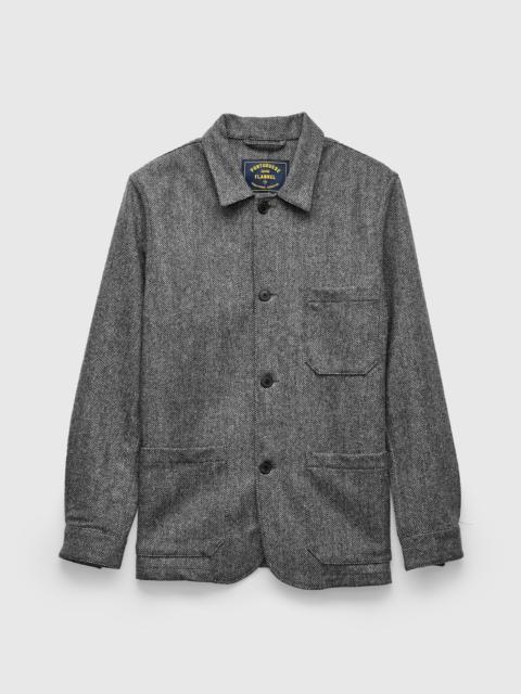 Portuguese Flannel Labura Herringbone Wool Chore Coat in Grey