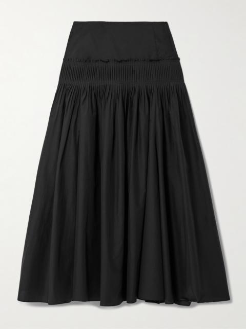 Theory Pintucked Pleated Cotton-blend Poplin Maxi Skirt