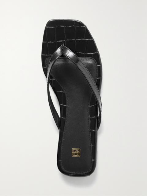 TOTEME Croc-effect Leather Flip Flops