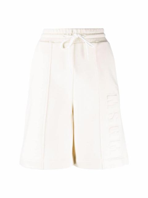 embossed logo piped-trim shorts