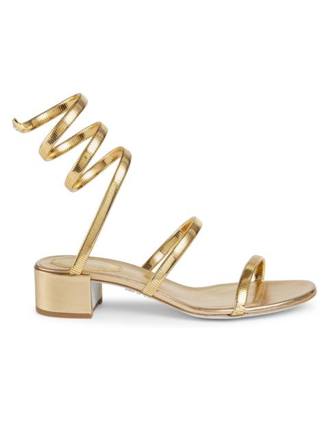 RENE CAOVILLA Women's 40MM Metallic Leather Wrap Sandals - Gold