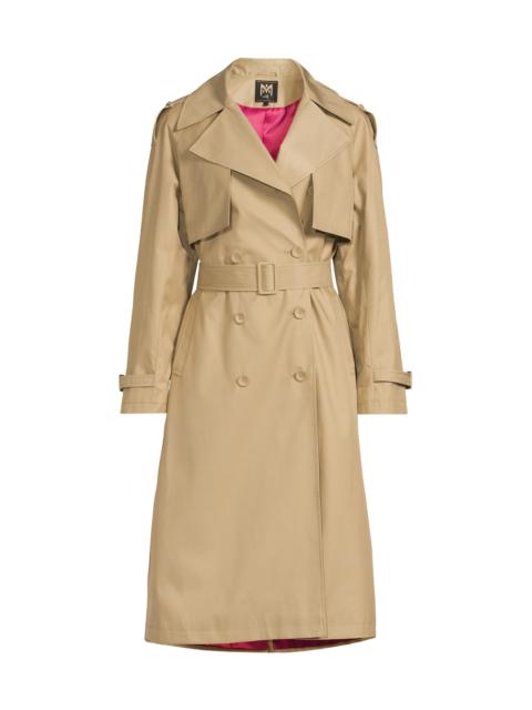 MILLY Women's Double-Breasted Belted Trench Coat - Khaki