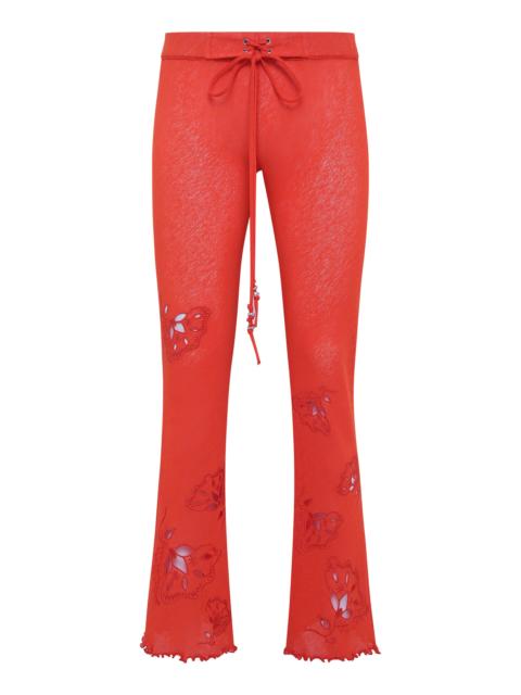 SIEDRÉS Dania Embroidered Mesh Flared Pants orange