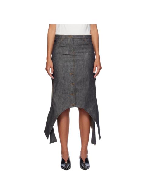 courrèges Gray Reversed Denim Midi Skirt