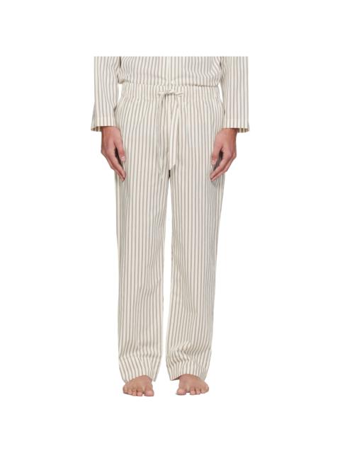 TEKLA Off-White & Brown Poplin Pyjama Pants