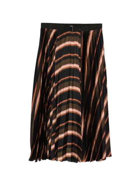 sacai striped-pattern midi skirt