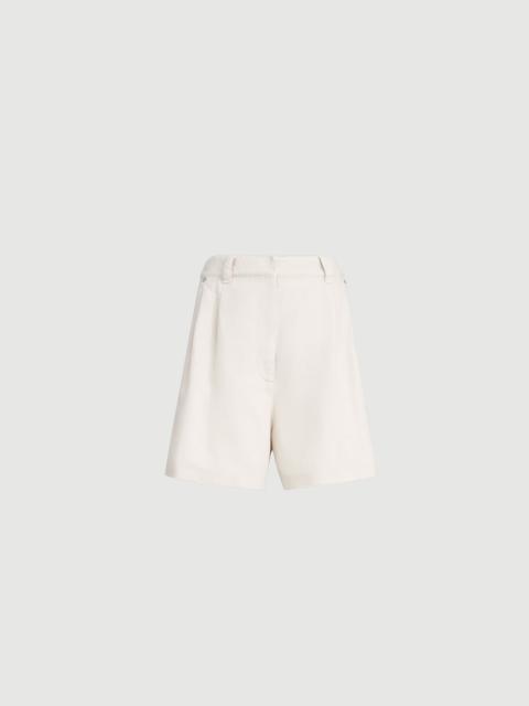 Brunello Cucinelli Garment-dyed cotton and linen cover baggy shorts with monili