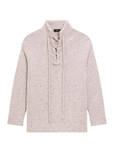 Theory Women's Oversized Drawstring Wool-Blend Sweater - Beige Multi