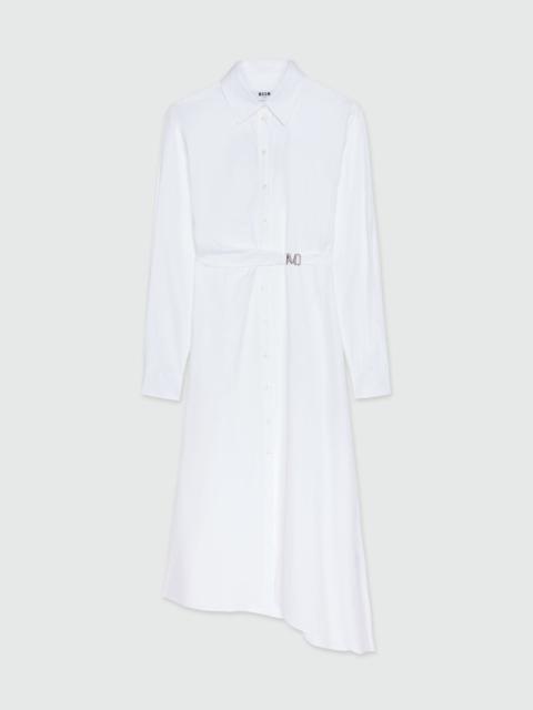 MSGM White poplin shirt dress with "TheMwave" buckle
