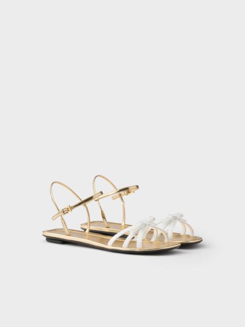 Prada Flat patent and metallic leather sandals