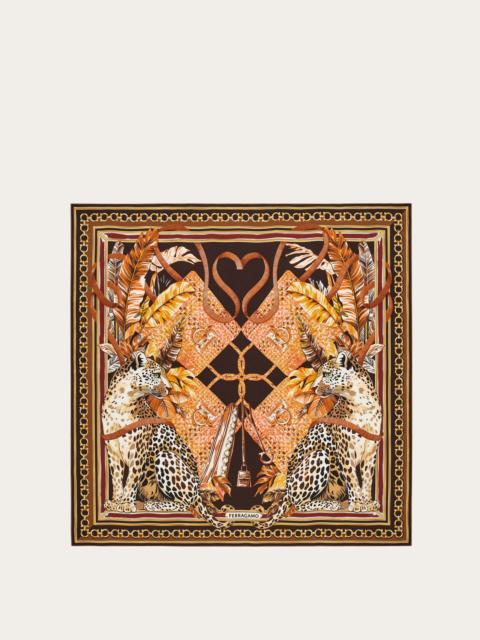 FERRAGAMO Poised leopards print silk scarf