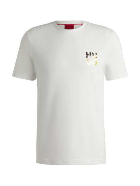 HUGO COTTON-JERSEY T-SHIRT WITH STACKED-LOGO PRINT