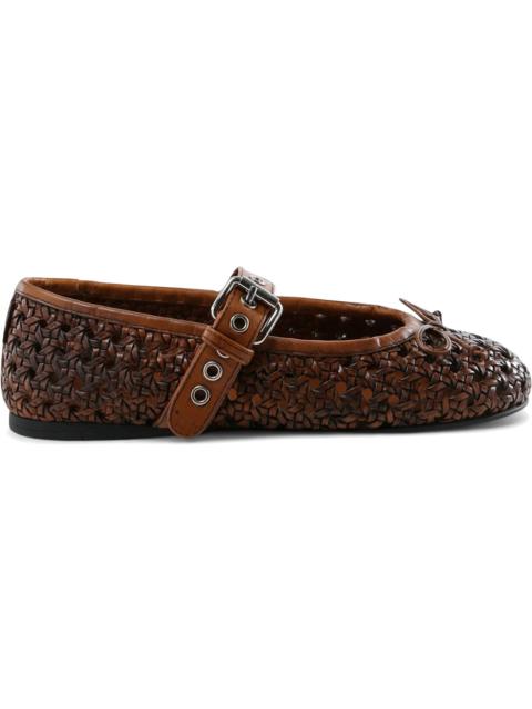 Miu Miu Miu Miu Woven Ballerina Flat Cognac (Women's)