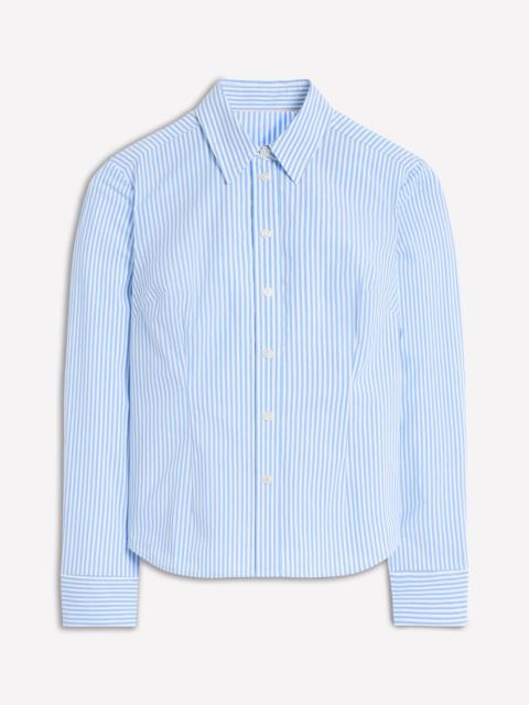 BODEN Saskia Stretch Cotton Shirt-Forget Me Not, Ivory Stripe