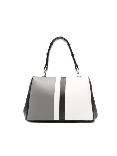 Prada striped-detail studded-embellishment tote bag