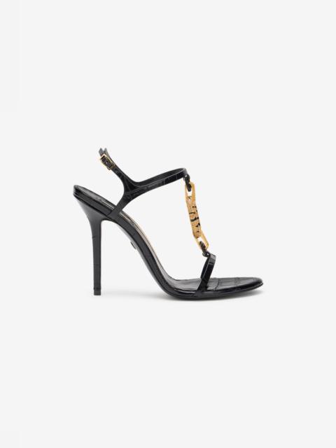 Roberto Cavalli Leather Sandal with Jewel Detail