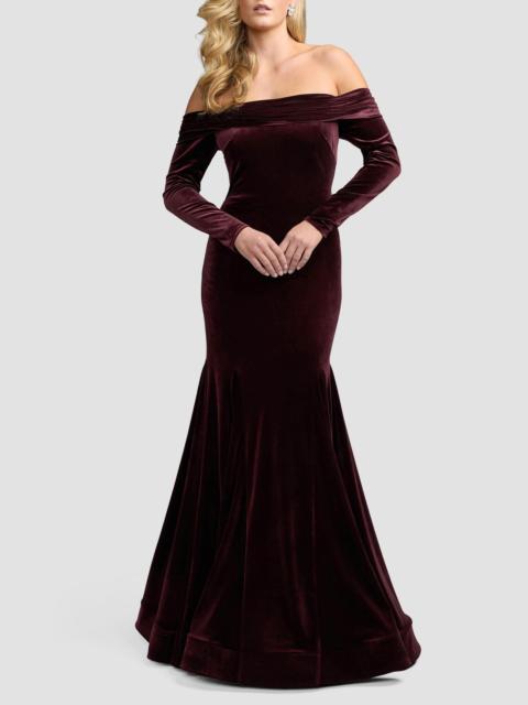 MAC DUGGAL Women's Velvet Off-The-Shoulder Mermaid Gown - Wine