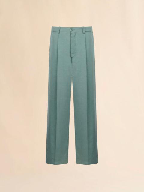 Marni GREEN SATIN WIDE-LEG TROUSERS