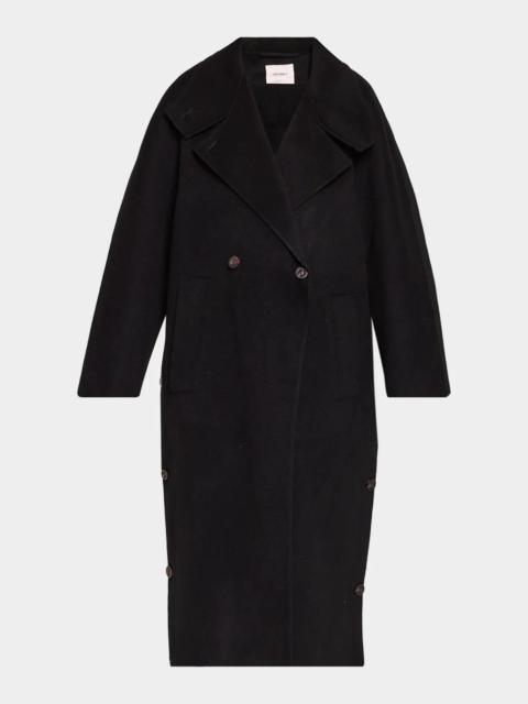 LISA YANG Double Shawl Wool-Cashmere Buttoned Hem Long Coat