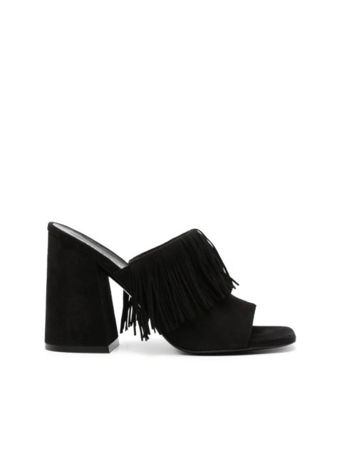 Stuart Weitzman Tia Fringe 100mm suede mules