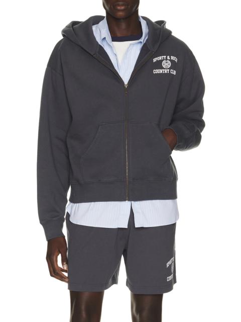 Sporty & Rich Varsity Crest Zip Hoodie