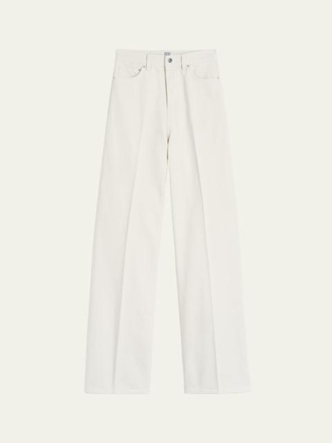 TOTEME High-Rise Straight-Leg Press-Creased Denim Jeans