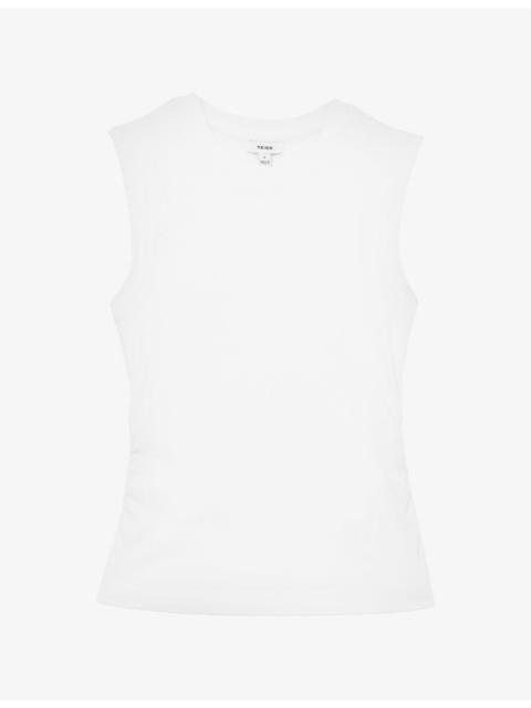 REISS Trudy Ruched Stretch-Cotton Top