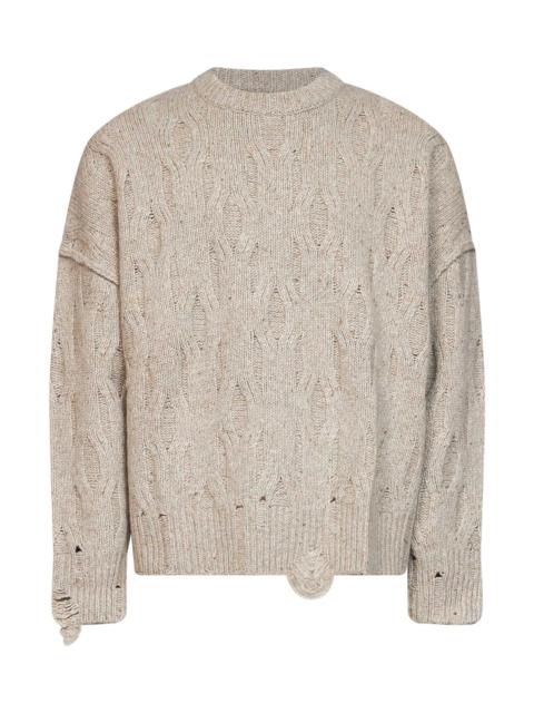 REPRESENT Taupe distressed wool-blend sweater