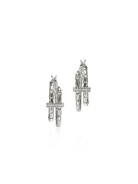 JOHN HARDY Spear Hoop Earring, Sterling Silver, Diamonds, 22.5MM