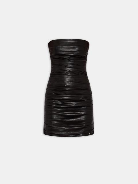AMIRI WOMEN'S ROUCHED LEATHER MINI DRESS