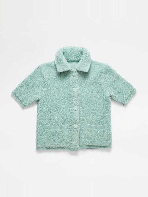 Tod's MINI CARDIGAN IN BOUCLÉ KNIT - GREEN