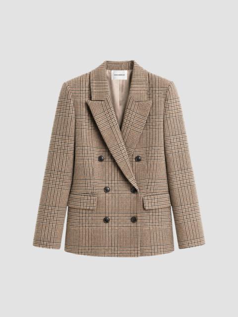 GOOD AMERICAN Women's Houndstooth Double-Breasted Blazer - Brown Plaid