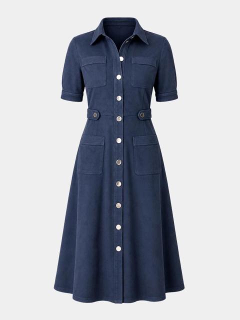 Shoshanna Jenson Button-Front Faux Suede Midi Dress