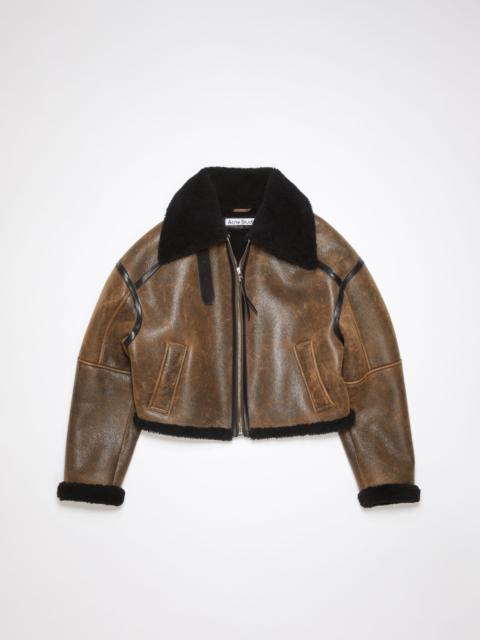 Shearling jacket - Dark brown/black