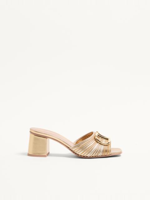 Valentino METALLIC VLOGO SIGNATURE SLIDE SANDAL WITH CORNELY EMBROIDERY 60MM
