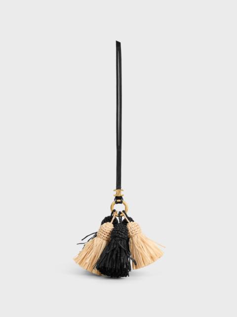 CELINE MULTI POMPON CHARM IN RAFFIA AND SMOOTH LAMBSKIN