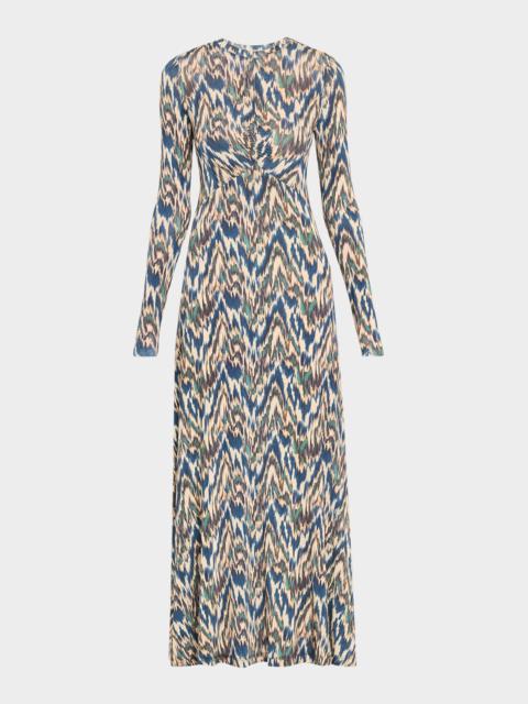 ULLA JOHNSON Naia Long-Sleeve Ruched Midi Dress