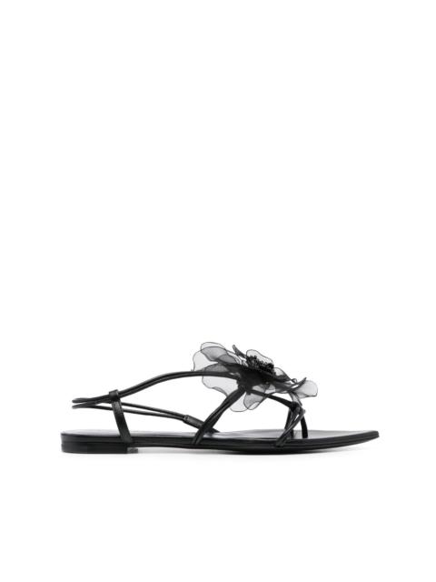 faux-flower leather sandals