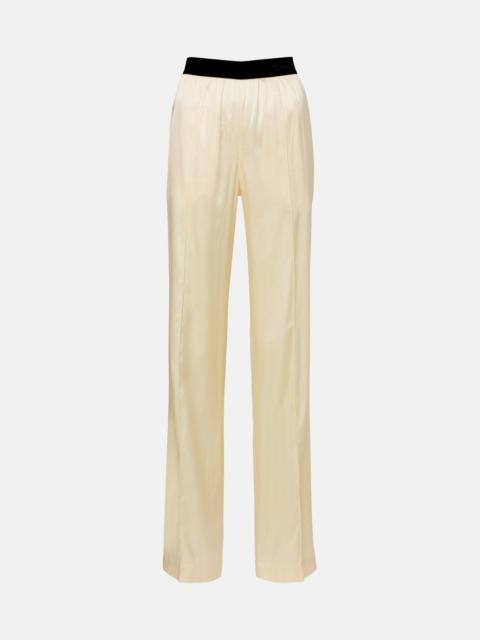 TOM FORD High-rise silk-blend satin straight pants