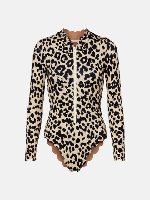 MARYSIA Northsea leopard-print rashguard swimsuit