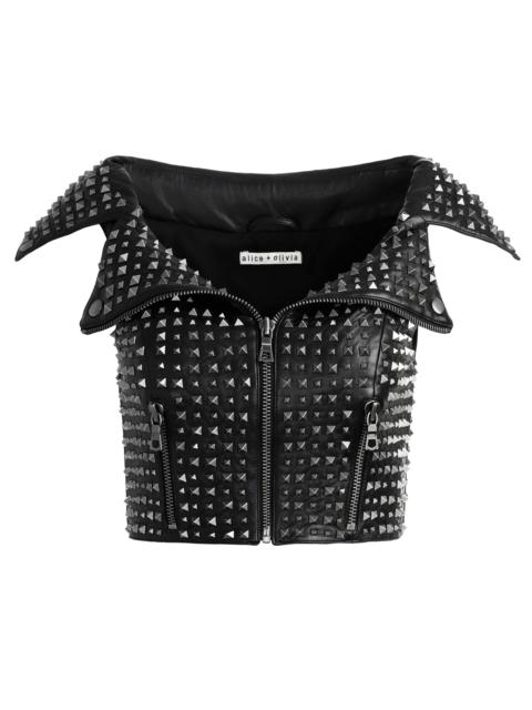 Alice + Olivia DIGNA STUDDED MOTO TOP