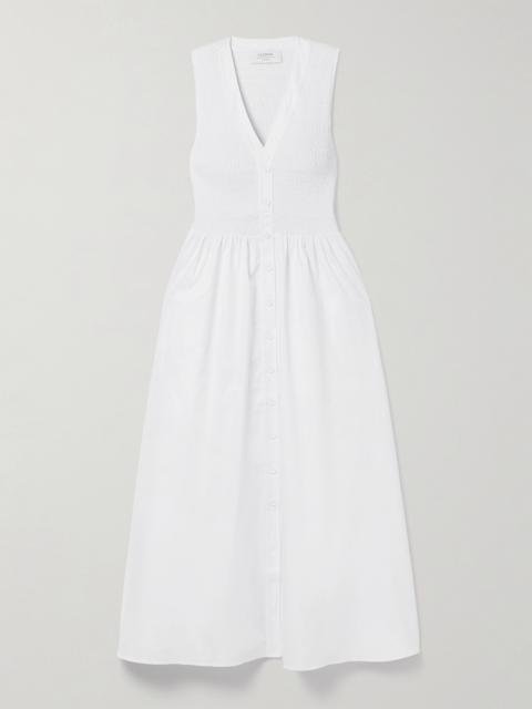 LA LIGNE Shirred Cotton-poplin Midi Dress