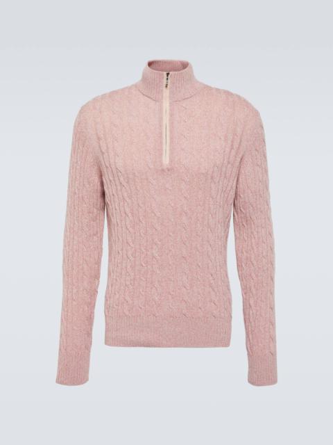 Cable-knit cashmere half-zip sweater