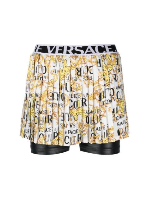 VERSACE JEANS COUTURE logo-waistband pleated shorts