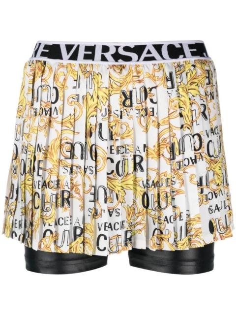 VERSACE JEANS COUTURE logo-waistband pleated shorts