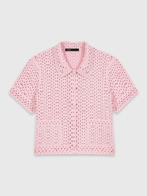 maje Rhinestone crochet cardigan