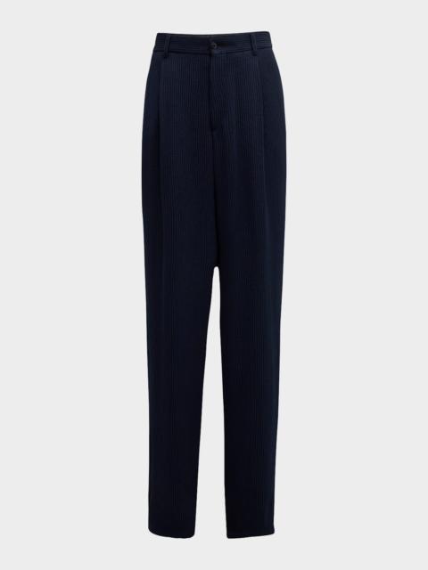 GIORGIO ARMANI Men's Loose-Fit Seersucker Pants
